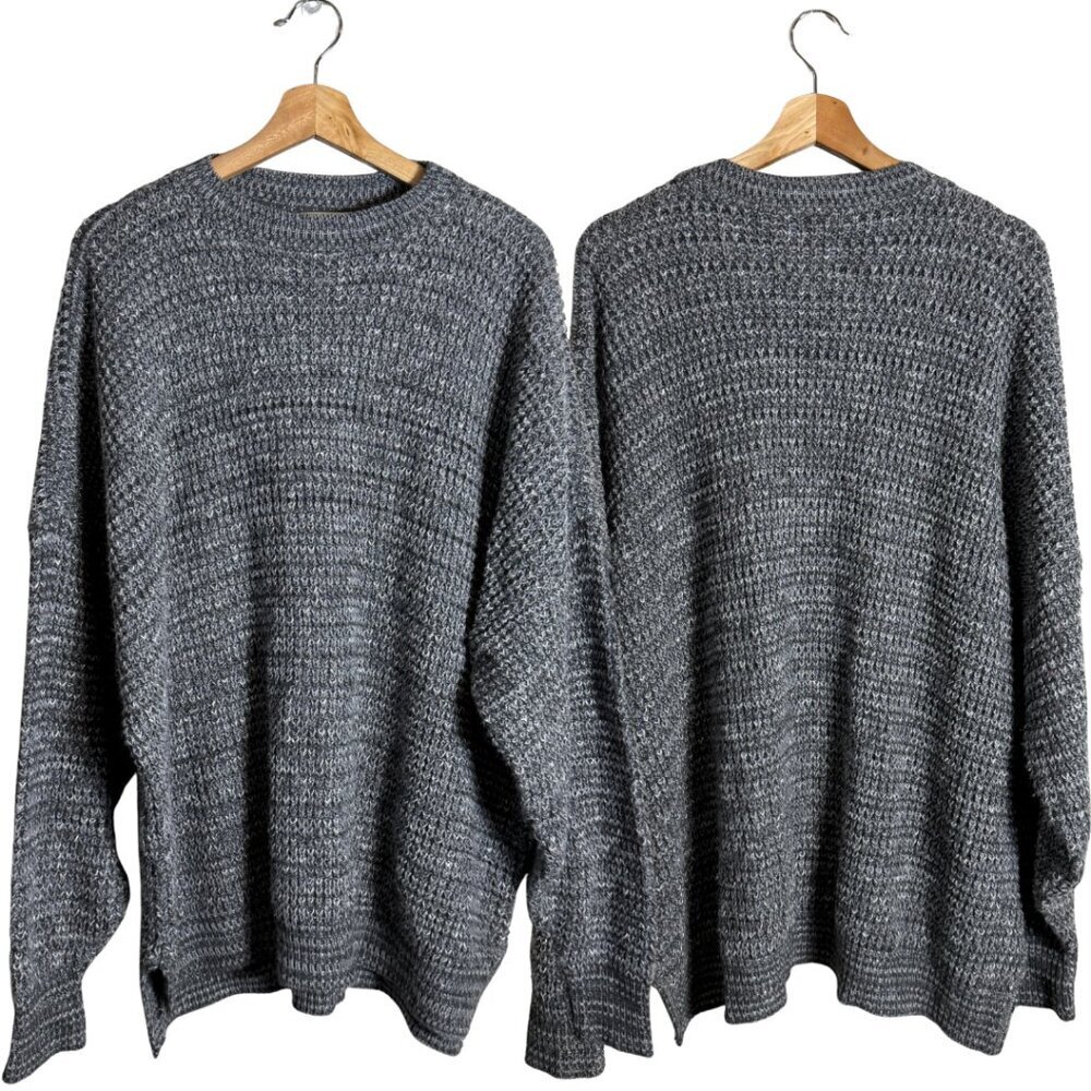 UpWest Chunky Knit Crewneck Sweater Pullover Men's XL Gray Eclectic Grandpa USA